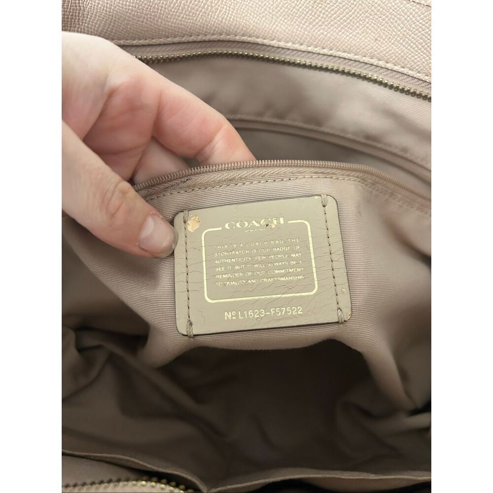Coach tan toteNude Toned CITY Zip Crossgrain Leather Tote Purse Bag work purse - Picture 3 of 8